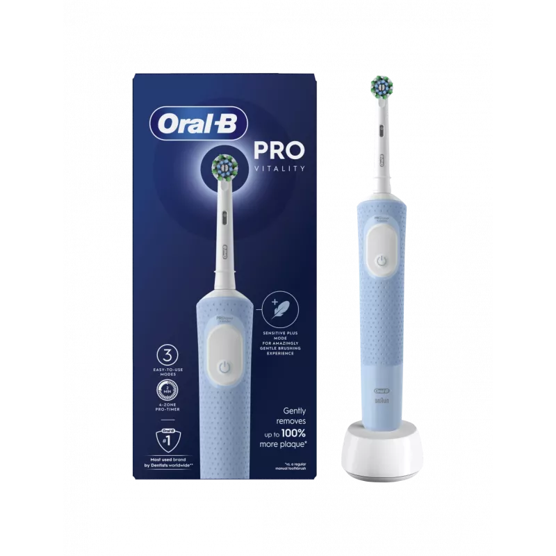 Oral-B | Vitality Pro elektrinis dantų šepetėlis, įkraunamas, suaugusiems, 1 šepetėlio galvutė, 3 dantų valymo režimai, mėlyna