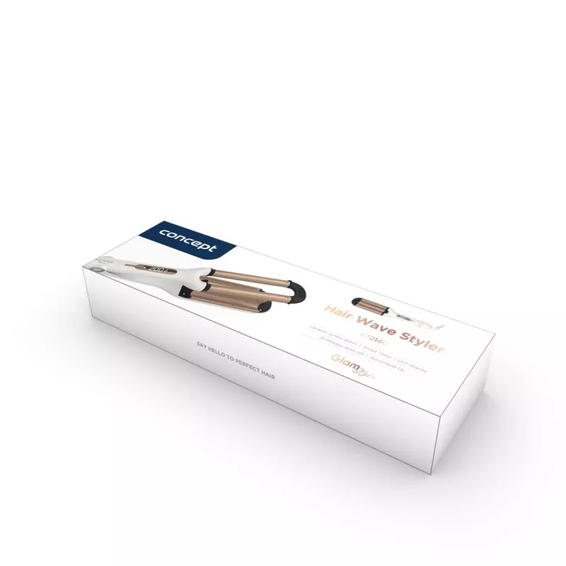 Plaukų gofruotojas Concept GLAM Style KT2140 — 100 W, 120–200°C, 9 šilumos lygių, 1,8 m sukiojamas laidas, auksinis