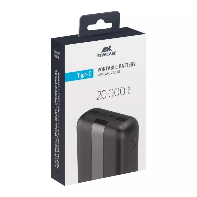 Maitinimo bankas USB 20000MAH/VA2081 Juodas Rivacase