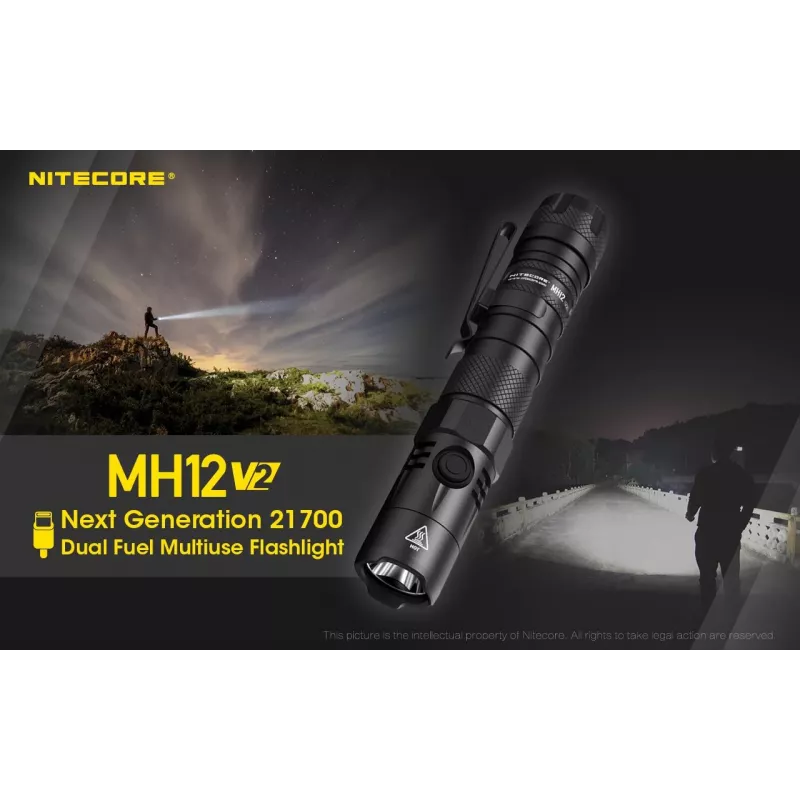 Rankinis žibintuvėlis Nitecore MH12 V2, juodas