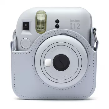 Kompaktiškas dėklas Fujifilm 4177081 baltas, skirtas Instax Mini 12, su peties dirželiu