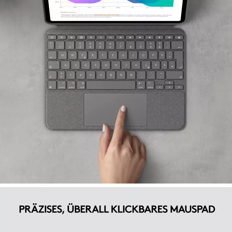 Dėklas su klaviatūra Combo Touch US iPad Pro 11 1,2,3 Gen pilkas
