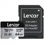 MicroSD kortelė Lexar 64GB UHS-I Class 3 Sidabrinė PLUS