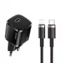 usams telefono įkroviklis 1x USB-C T36 + Lightning PD — kompaktiškas PD įkroviklis su USB-C ir Lightning