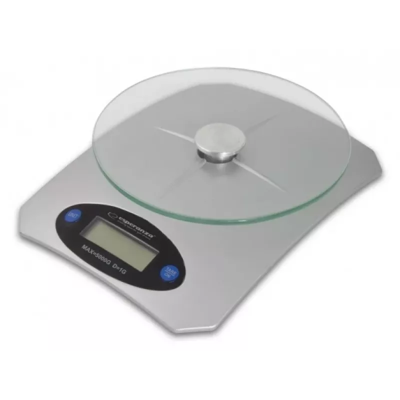 Elektroninė virtuvinė svarstyklė ESPERANZA Avocado Pilka — 5 kg talpa, bambukinė platforma, g/lb/oz vienetai