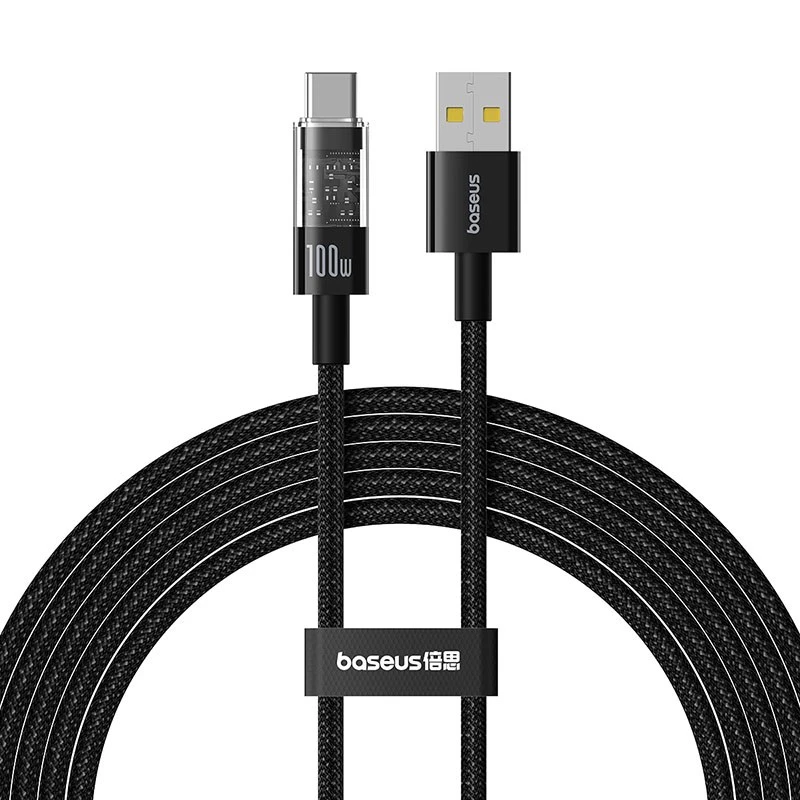 Baseus Gem USB A į USB C greito įkrovimo laidas 2 m 100 W juodas