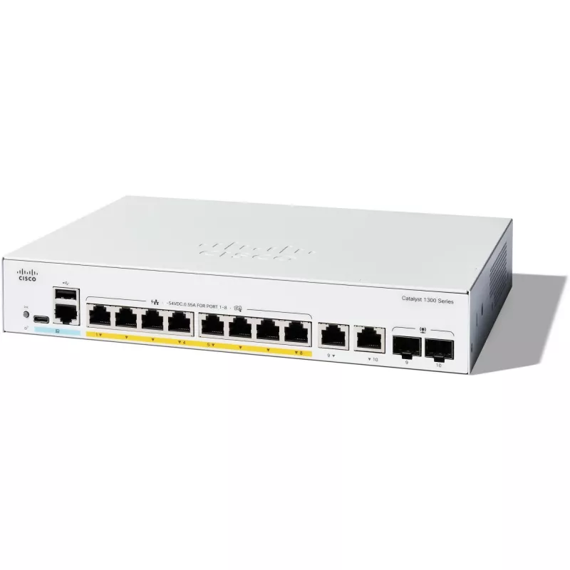 Valdomas komutatorius Cisco Catalyst 1300-8P-E-2G 8 prievadų GE PoE