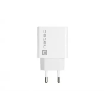 Vidinis AC greito įkrovimo įkroviklis NATEC RIBERA 12V 20W USB-C PD 3.0 + USB-A Samsung AFC baltas