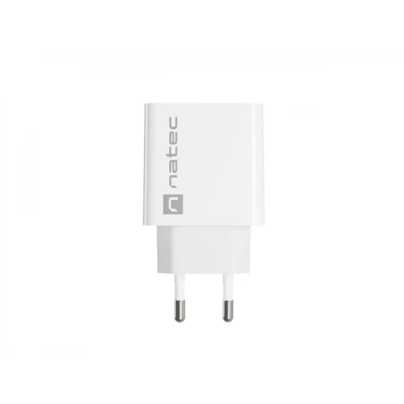 Vidinis AC greito įkrovimo įkroviklis NATEC RIBERA 12V 20W USB-C PD 3.0 + USB-A Samsung AFC baltas