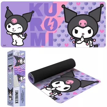 Pelės kilimėlis Kids Euroswan 80x30 cm Hello Kitty Kuromi, didelis stačiakampis žaidimų/stalo kilimėlis