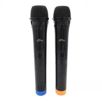 Karaokė mikrofonas MEDIA-TECH MT395 Accent Pro — laidinis, juodas, įjungimo/išjungimo jungiklis, maks. veikimo atstumas 20 m, 2 vnt. pakuotėje