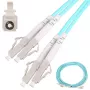 Patchcord LC/UPC-LC/UPC dvipusis 5 m — Extralink OM3 daugiamodis, 3 mm FTTH, aqua