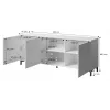 MARMO 3D komoda 200x45x80,5 cm baltas matinis/marble baltas