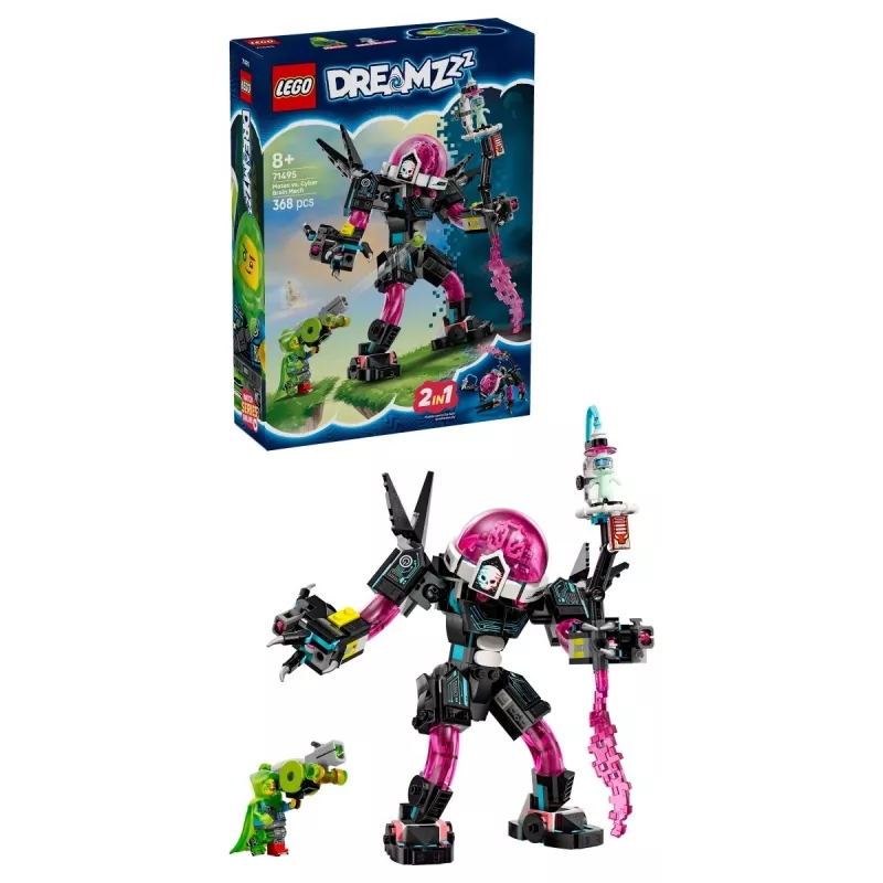 Konstruktorius LEGO 71495 Mateo vs. Cyberbrain Mech — žaidimų rinkinys su minifigūromis ir statomu mecha