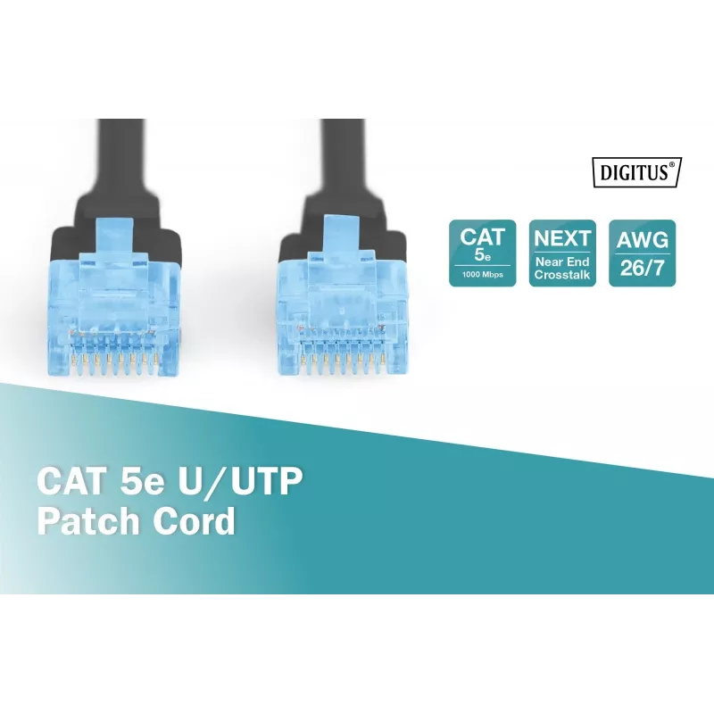CAT 5e U-UTP komutacinis kabelis 10 m juodas