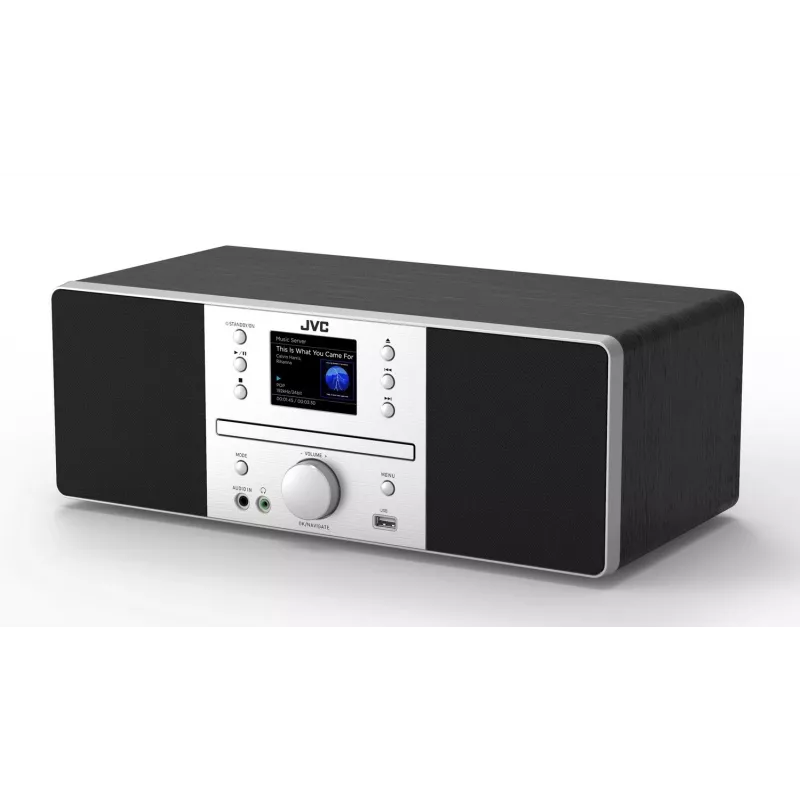 Stovo garsiakalbis JVC RD-E874B Bluetooth 20W juoda sidabrinė – ant grindų statoma garso sistema