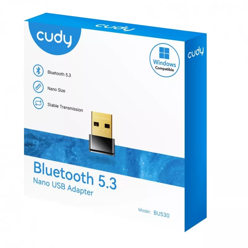 Bluetooth adapter Cudy BU530 USB Type-A, Juoda, Bluetooth output, Windows 8.1 support