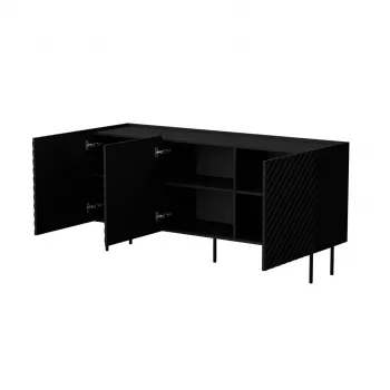 Komoda Cama Meble LUCCA 3D 165x40x80 cm, juoda, medžio drožlių plokščių korpusas