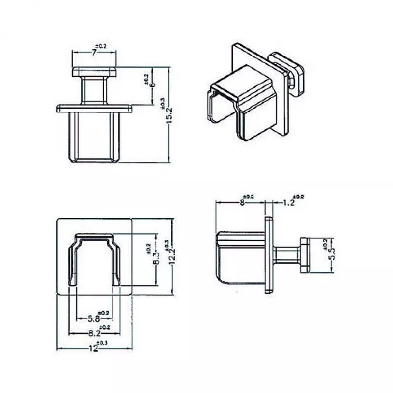 Kištukinio lizdo apsauginis gaubtelis DELOCK 64010, polipropilenas, juodas, 12,2 × 15,2 × 12 mm, pakuotėje 10 vnt.