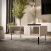 Kavos staliukas Cama LUCCA suoliukas/staliukas 100x55x46 smėlio spalvos, stačiakampis pilkas viršus
