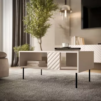 Kavos staliukas Cama LUCCA suoliukas/staliukas 100x55x46 smėlio spalvos, stačiakampis pilkas viršus