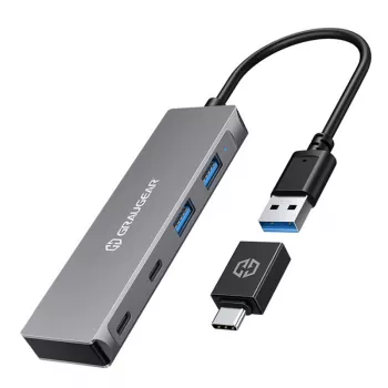 GRAUGEAR G-HUB2A2C-AC sąsajos šakotuvas USB 3.2 Gen 1 (3.1 Gen 1) Type-A + Type-C 5000 Mbit/s Sidabrinis