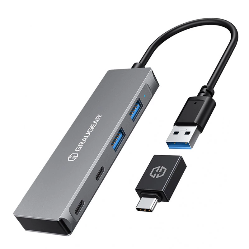 GRAUGEAR G-HUB2A2C-AC sąsajos šakotuvas USB 3.2 Gen 1 (3.1 Gen 1) Type-A + Type-C 5000 Mbit/s Sidabrinis