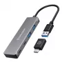 GRAUGEAR G-HUB2A2C-AC sąsajos šakotuvas USB 3.2 Gen 1 (3.1 Gen 1) Type-A + Type-C 5000 Mbit/s Sidabrinis