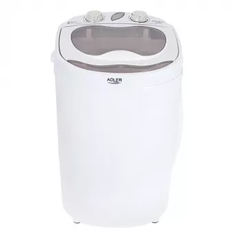 Viršutinio įkrovimo skalbimo mašina Adler AD 8055, nešiojama 3 kg talpa, kreminė, sukamoji valdymo rankenėlė, 150 W