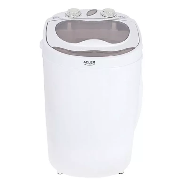Viršutinio įkrovimo skalbimo mašina Adler AD 8055, nešiojama 3 kg talpa, kreminė, sukamoji valdymo rankenėlė, 150 W