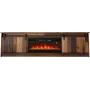 TV spintelė Cama Meble GRANERO su židinio spintele, 2000×567×350 mm, medžio drožlių plokštė / MDF, 2 stumdomos durys, sendinto medžio imitacijos matinis