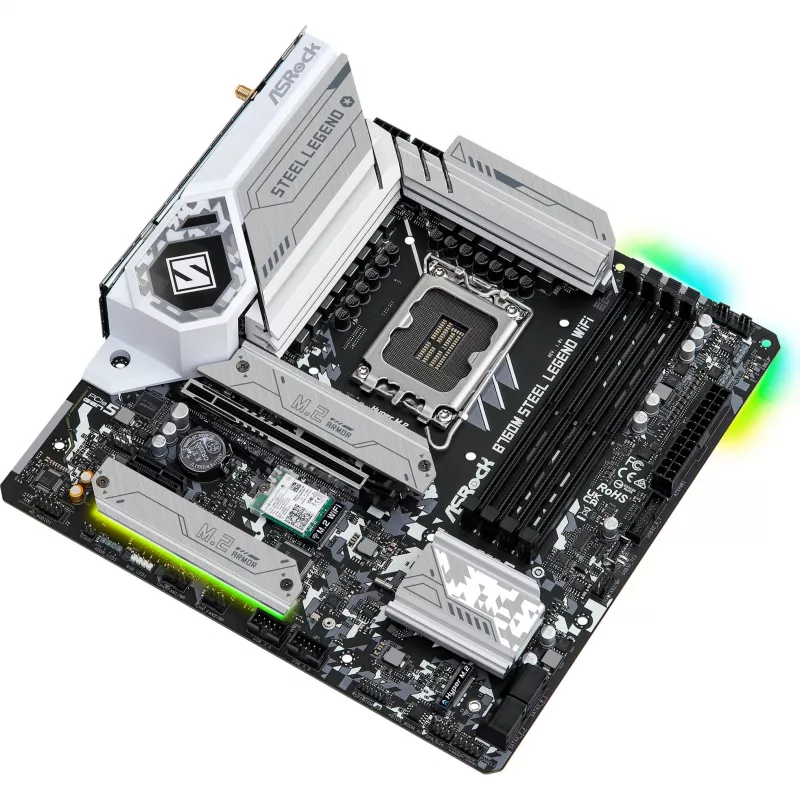 Pagrindinė plokštė ASRock B760M Steel Legend WiFi — Intel B760, LGA 1700, mikro ATX, DDR5, 4 DIMM, 128 GB, Wi‑Fi 6E, 2,5 Gb LAN