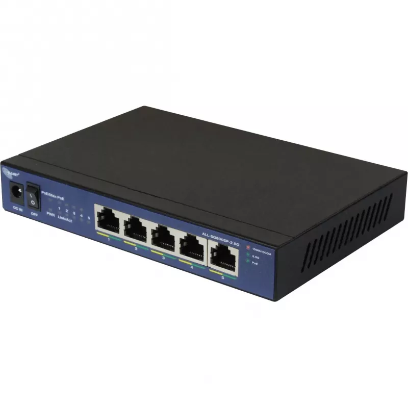 Tinklo komutatorius ALLNET ALL-SG8005P-2.5G, 5 prievadų, PoE palaikymas, 2.5G aukštynkryptė jungtis