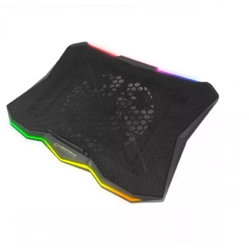 Nešiojamojo kompiuterio aušinimo padėklas ESPERANZA EGC110 iki 17 colių (43,2 cm), 1 ventiliatorius 18 cm, 800 aps./min, 63 CFM, USB 2.0, juodas