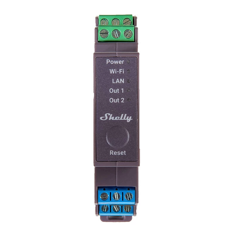 Shelly Pro 2 DIN bėgio WiFi/LAN/Bluetooth relės jungiklis