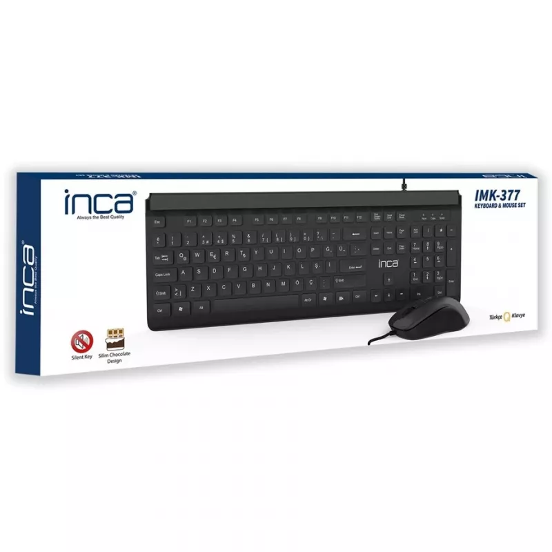 Inca IMK-377 klaviatūra su pele, biuro, USB, turkiška, juoda