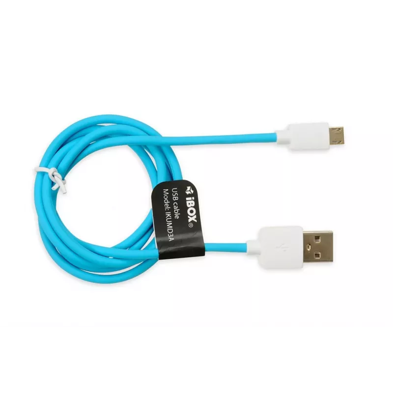 USB 2.0 laidas IBOX IKUMD3A — USB A į Micro-USB B, 1 m, mėlynas