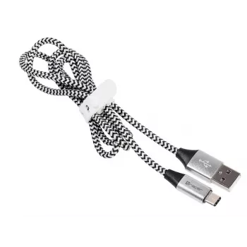 Laidas USB 2.0 Type-C vyriškas - C vyriškas 1,0m juodas-sidabrinis