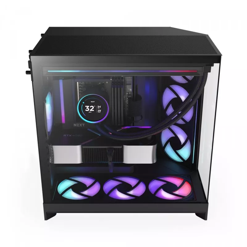 PC korpusas NZXT H9 Flow RGB Midi Tower juodas