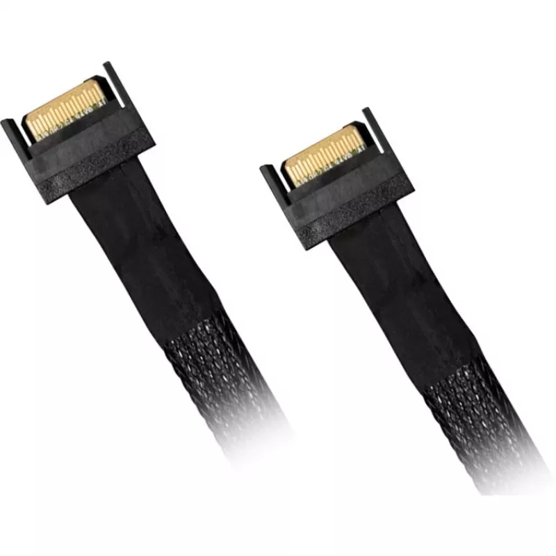 Diskų adapteris ICY BOX MB413L-B — MCIO 8i SFF-TA-1016 į 2× MCIO 4i SFF-TA-1016
