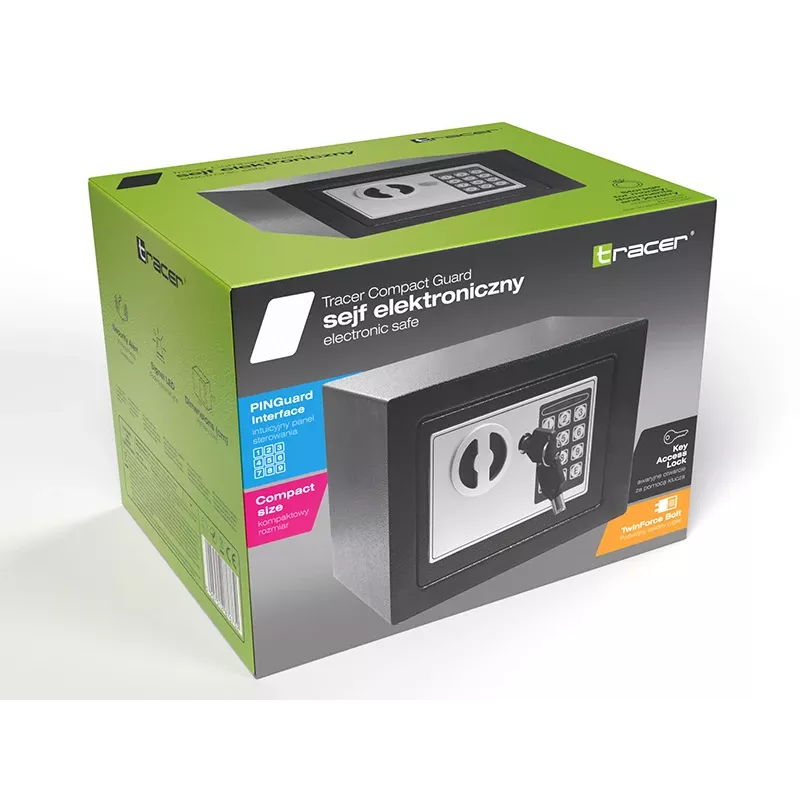 TRACER Tracer 47640 Compact Guard — Elektroninis seifas, 0,5 kubinės pėdos, plieninė konstrukcija