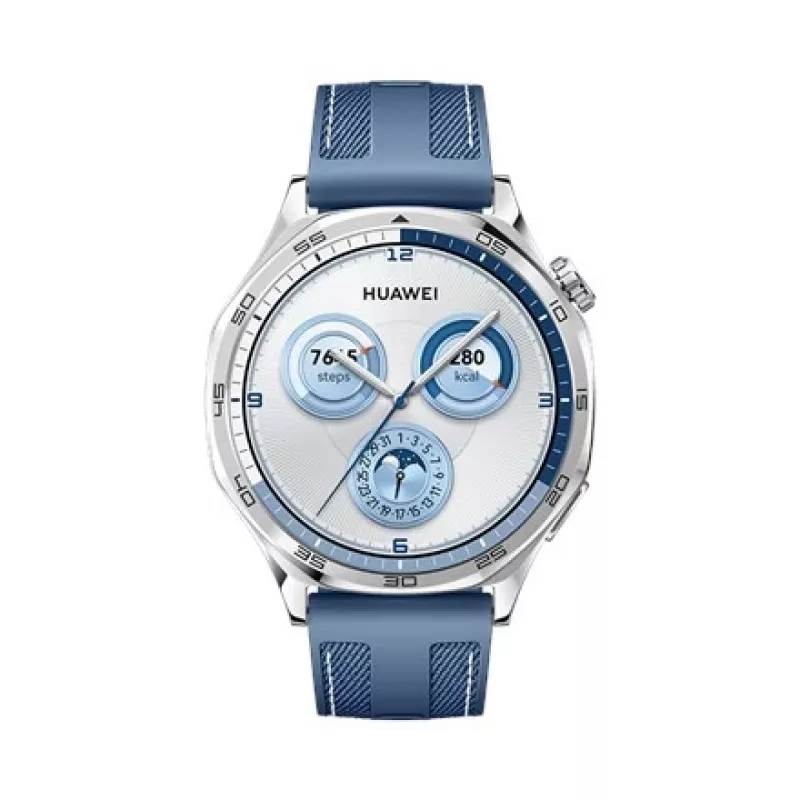 Išmanusis laikrodis HUAWEI WATCH GT5 46mm — 1,43 colio AMOLED, GPS, 524 mAh, nerūdijančio plieno korpusas, mėlyna austa juosta