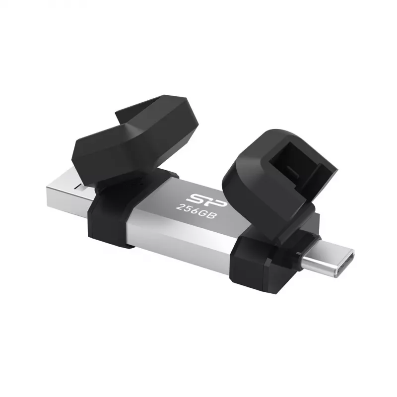 USB atmintukas Silicon Power 256 GB USB Type-A / USB Type-C, aliuminis-guminis dangtelis