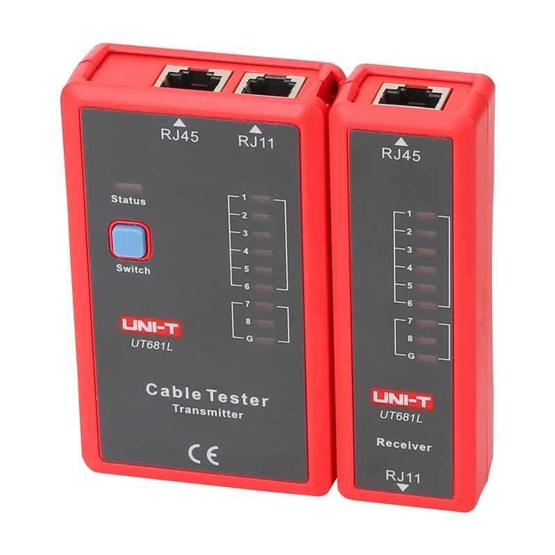 Tinklo kabelių testeris UNI-T UT681L, skirtas RJ45 ir RJ11 jungtims, laidumo ir laidų sujungimo patikrai