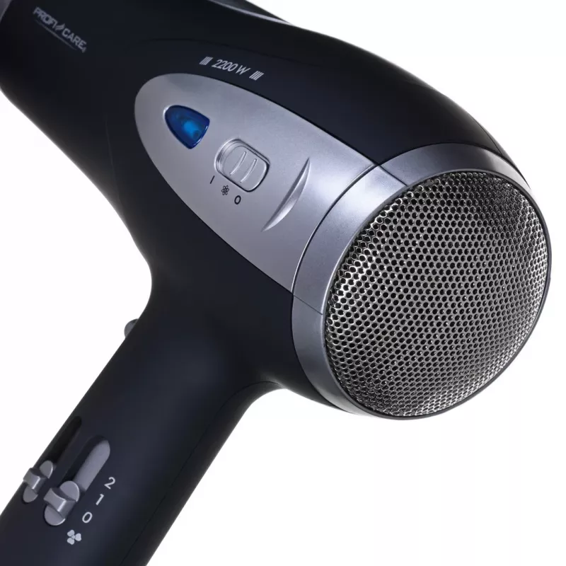 Plaukų džiovintuvas Profi-Care PC-HTD 3113 — 2200 W, jonizacijos, 3 šilumos lygiai, 2 greičiai, juodas