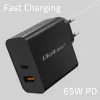 Qoltec 52380 Super Quick PD Charger | 1xUSB-C | 1xUSB | 65W | 5-20V | 1.5-3.25A | Juoda