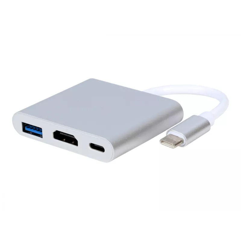 USB grafikos adapteris GEMBIRD A-CM-HDMIF-02-SV, HDMI išvestis, iki 3840×2160, sidabrinis, 58,5×51×11,6 mm