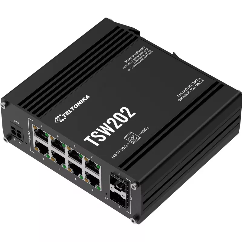Teltonika TSW202 valdomas L2 Gigabit eterneto (10/100/1000) maitinimo per eternetą (PoE) aliuminis, mėlynas
