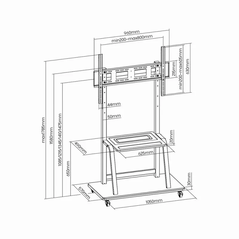 Gembird TVS-100F-01 reklaminio ekrano laikiklis 2,54 m (100) Juoda