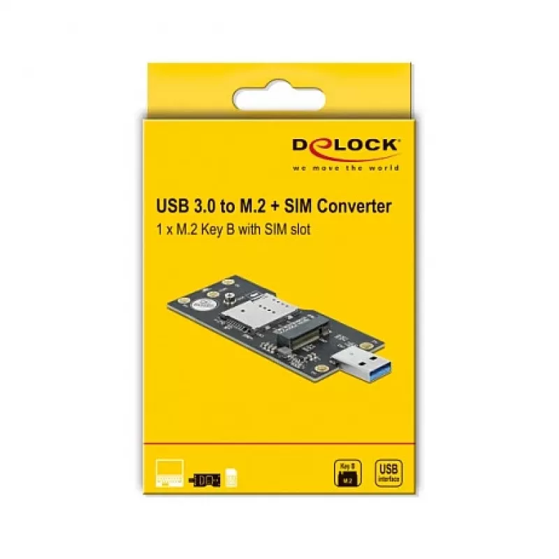 Delock 63166 USB 3.0 Type-A į M.2 Key B keitiklis su SIM lizdu